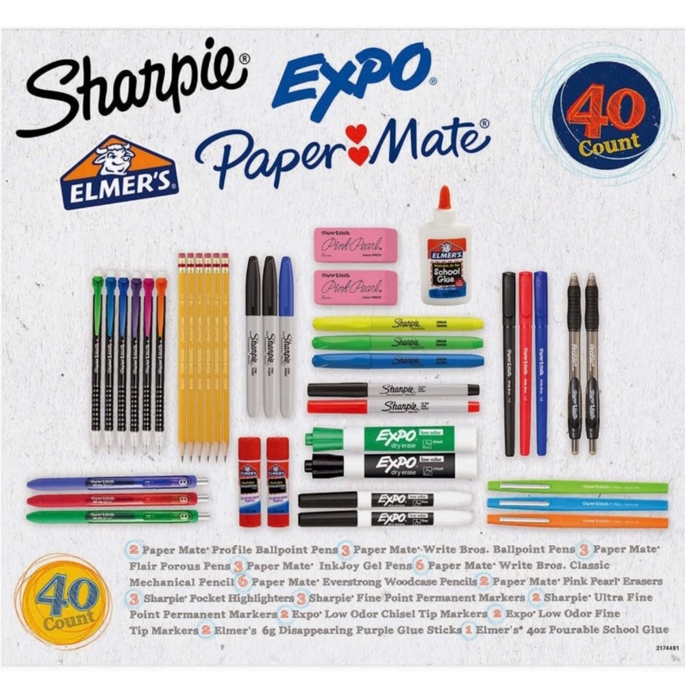 PaperMate Sharpie Expo Elmer’s 40-Count Office School Home Supply Variety Pack